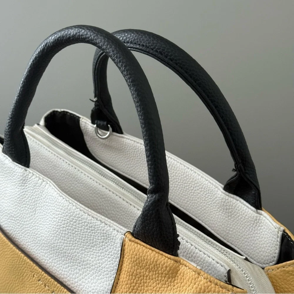 Tahari Two-Tone in Yellow & White Leather Handbag Crossbody
